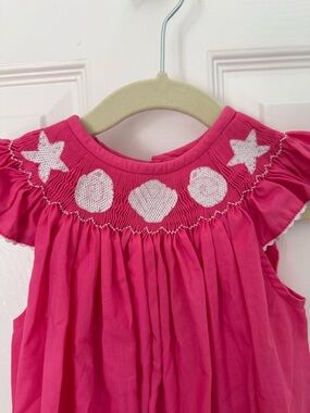 Girls' Hot Pink Smocked Shell & Star Summer Dress